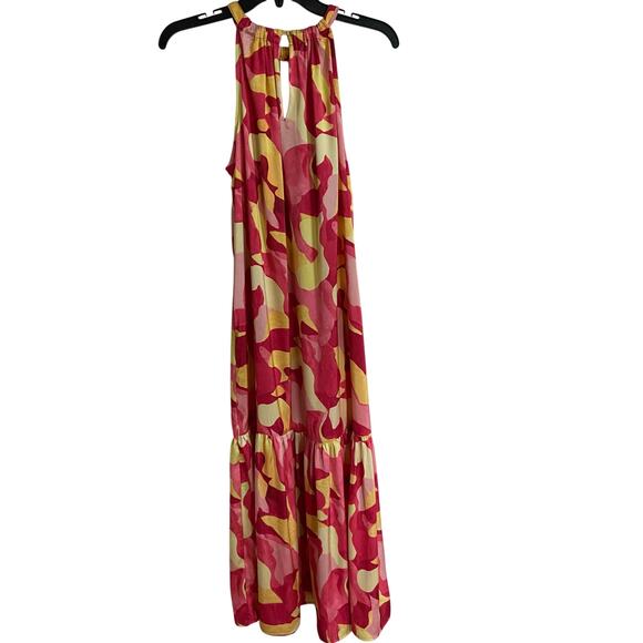 Ming Wang Abstract Print Crepe De Chine Halter Neck Tiered Dress, Sz M -- NWT - Picture 10 of 12